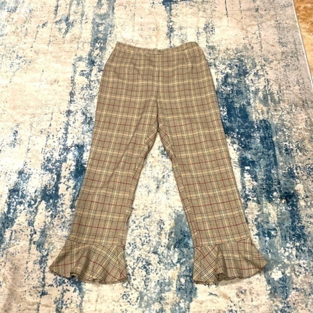 BB Dakota Plaid Pants with Ruffle Ankle